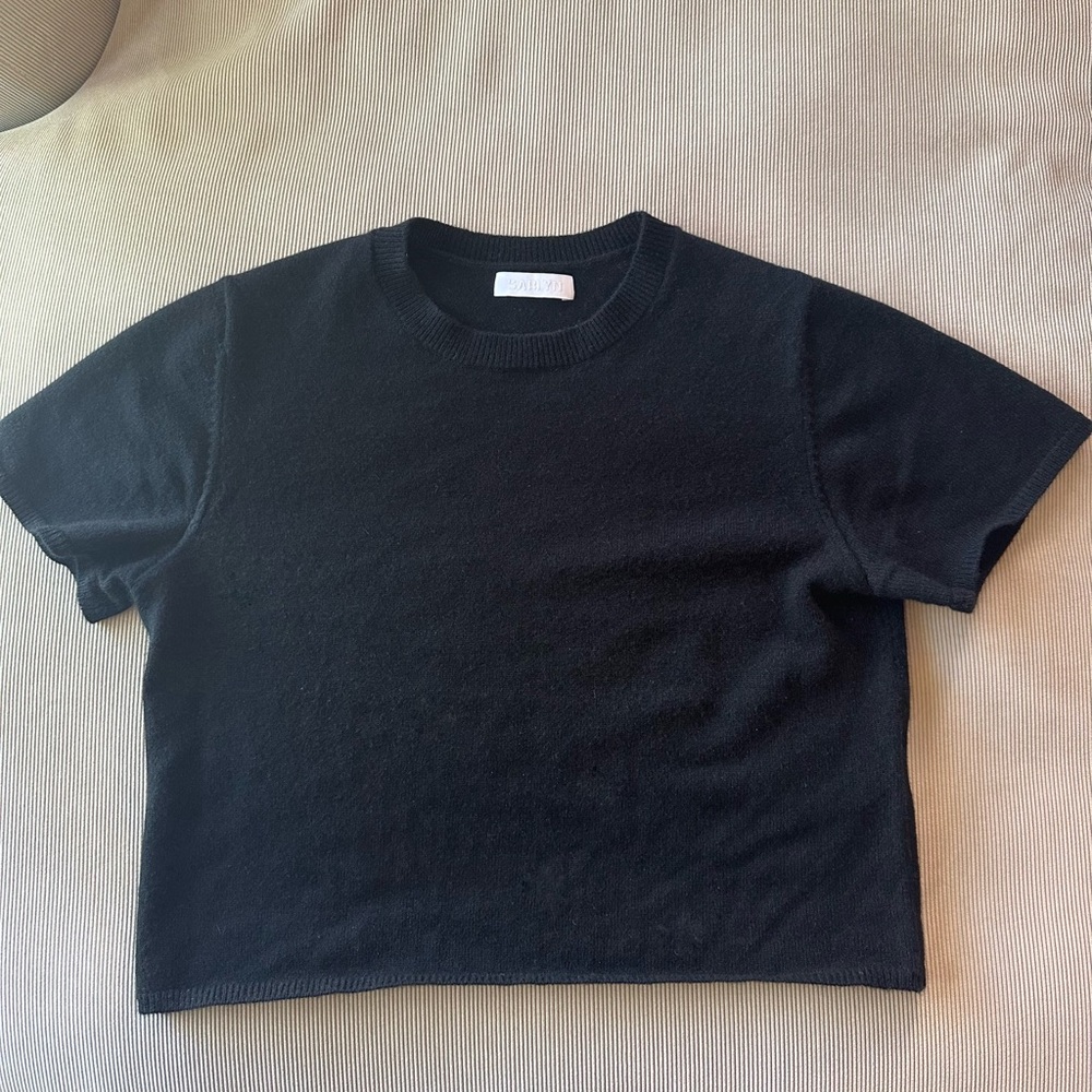SABLYN CHARLESTON RELAXED CASHMERE CREWNECK TEE BLACK - Picture 4 of 5